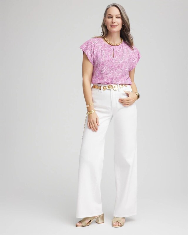 Paisley Slub Keyhole Neck Tee - image 2